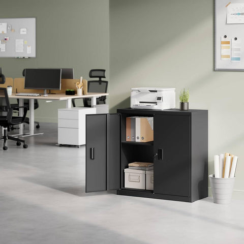 Rootz Metal Filing Cabinet - Lockable Storage Cabinet - Adjustable Shelf - Rust-Proof - 90cm x 92cm x 40cm