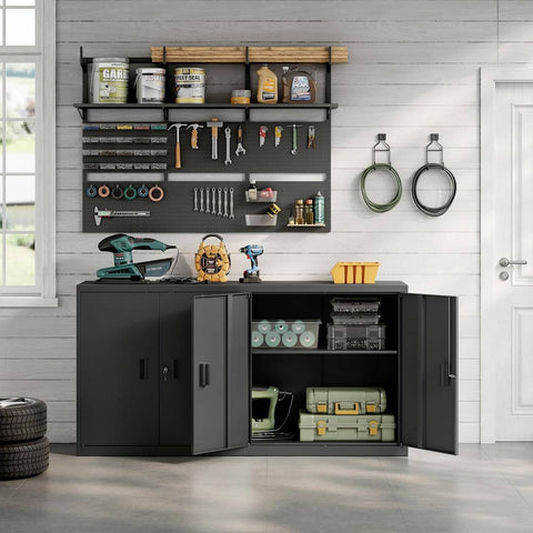 Rootz Metal Filing Cabinet - Lockable Storage Cabinet - Adjustable Shelf - Rust-Proof - 90cm x 92cm x 40cm