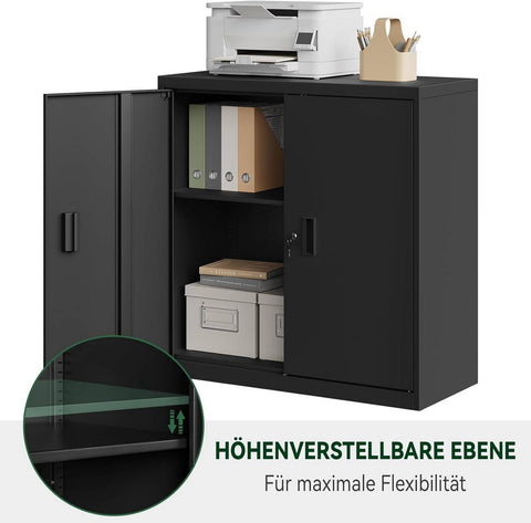 Rootz Metal Filing Cabinet - Lockable Storage Cabinet - Adjustable Shelf - Rust-Proof - 90cm x 92cm x 40cm