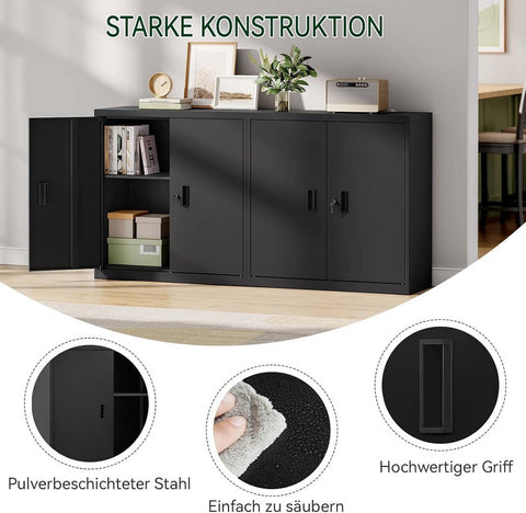 Rootz Metal Filing Cabinet - Lockable Storage Cabinet - Adjustable Shelf - Rust-Proof - 90cm x 92cm x 40cm