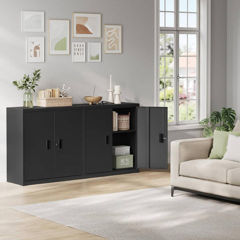 Rootz Metal Filing Cabinet - Lockable Storage Cabinet - Adjustable Shelf - Rust-Proof - 90cm x 92cm x 40cm