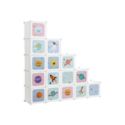 Rootz Children's Space-Themed Storage Cabinet - Kid's Cube Shelf - Organizational Unit - Encourages Tidiness - 123cm x 31cm x 123cm