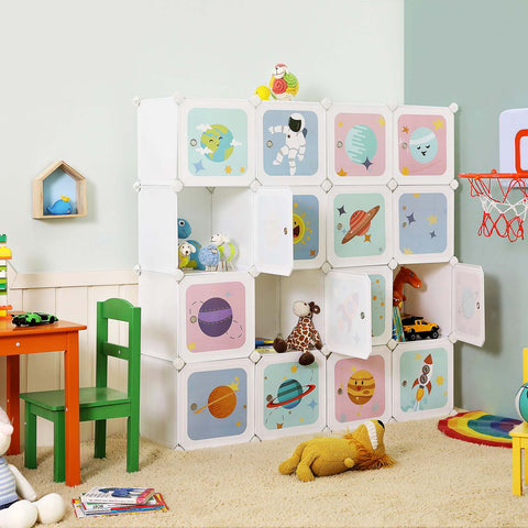 Rootz Children's Space-Themed Storage Cabinet - Kid's Cube Shelf - Organizational Unit - Encourages Tidiness - 123cm x 31cm x 123cm