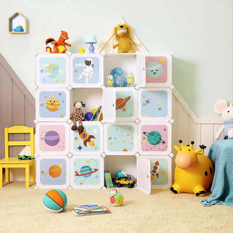 Rootz Children's Space-Themed Storage Cabinet - Kid's Cube Shelf - Organizational Unit - Encourages Tidiness - 123cm x 31cm x 123cm