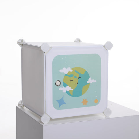 Rootz Children's Space-Themed Storage Cabinet - Kid's Cube Shelf - Organizational Unit - Encourages Tidiness - 123cm x 31cm x 123cm