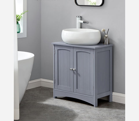 Rootz Sink Base Cabinet - Bathroom Vanity - 2 Door Storage - Mystical Gray - MDF Material - 30cm x 60cm x 60cm - Wall Mountable