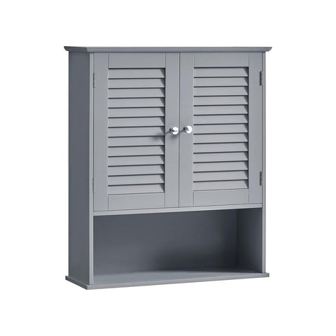 Rootz Bathroom Cabinet - Storage Unit - Organizer - Adjustable Shelf - 30x30x82cm -Grey - MDF - Slatted Doors