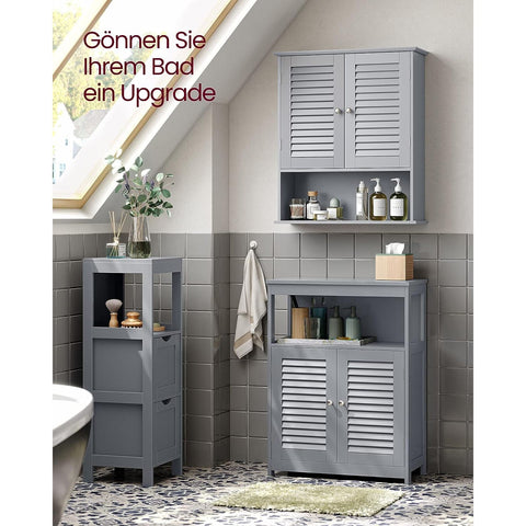 Rootz Bathroom Cabinet - Storage Unit - Organizer - MDF Construction - Mystical Gray - 30cm x 30cm x 82cm - Lightweight - Sturdy - Easy Assembly