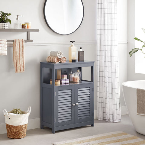 Rootz Bathroom Storage Cabinet - Versatile Organizer - Space Saver - 30 x 60 x 80 cm - Grey MDF - Ideal for Bath Products & Accessories