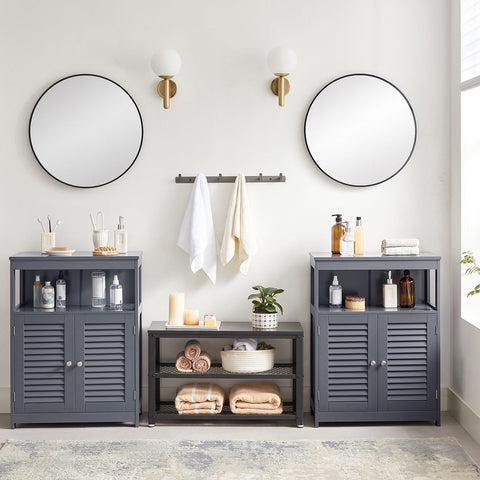 Rootz Bathroom Storage Cabinet - Versatile Organizer - Space Saver - 30 x 60 x 80 cm - Grey MDF - Ideal for Bath Products & Accessories