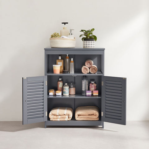 Rootz Bathroom Storage Cabinet - Versatile Organizer - Space Saver - 30 x 60 x 80 cm - Grey MDF - Ideal for Bath Products & Accessories