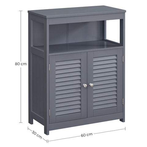 Rootz Bathroom Storage Cabinet - Versatile Organizer - Space Saver - 30 x 60 x 80 cm - Grey MDF - Ideal for Bath Products & Accessories