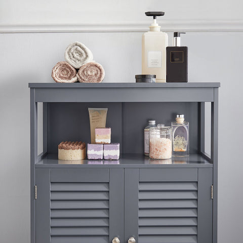 Rootz Bathroom Storage Cabinet - Versatile Organizer - Space Saver - 30 x 60 x 80 cm - Grey MDF - Ideal for Bath Products & Accessories