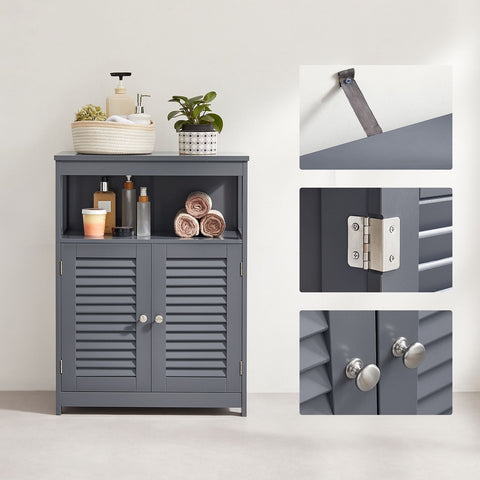Rootz Bathroom Storage Cabinet - Versatile Organizer - Space Saver - 30 x 60 x 80 cm - Grey MDF - Ideal for Bath Products & Accessories