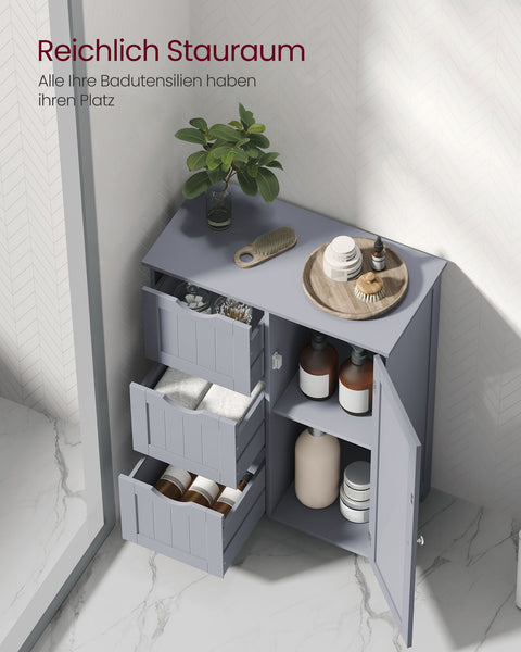 Rootz Bathroom Cabinet Storage Organizer - Gray Room Cabinet - Shelf Unit - MDF Material - 30 x 60 x 81 cm