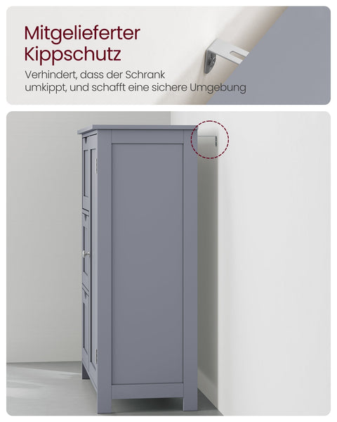 Rootz Bathroom Cabinet Storage Organizer - Gray Room Cabinet - Shelf Unit - MDF Material - 30 x 60 x 81 cm