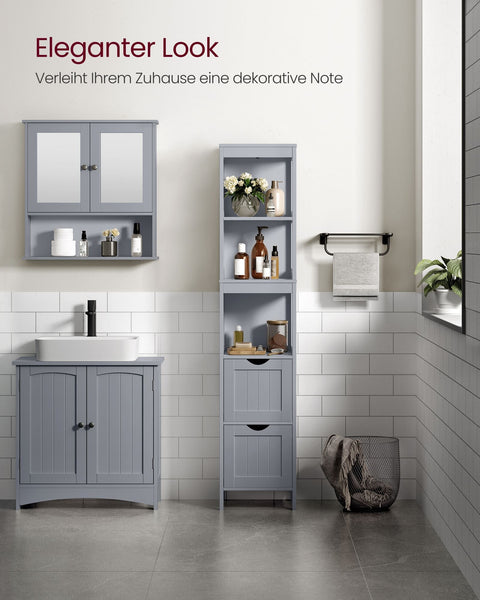 Rootz Tall Cabinet - Storage Cabinet - Dove Gray - MDF - 30cm x 30cm x 141.5cm - Lightweight - Sturdy - Easy Assembly