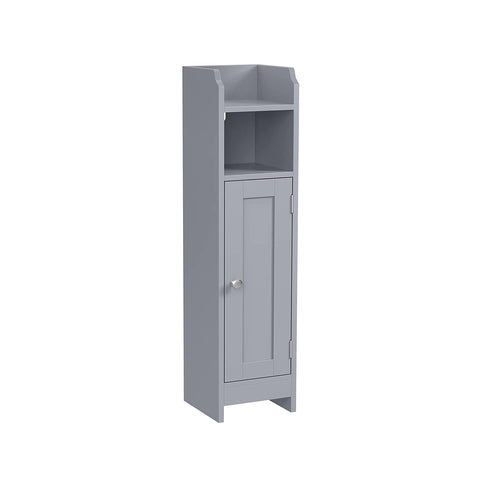 Rootz Narrow Bathroom Cabinet - Space-Saving Storage Unit - Grey MDF - Adjustable Shelves - 20cm x 18cm x 80cm