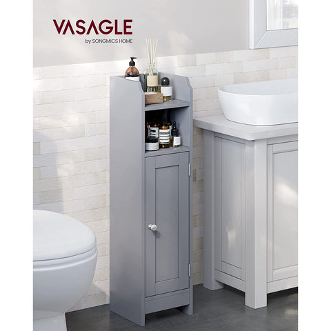 Rootz Narrow Bathroom Cabinet - Storage Cabinet - Organizer - MDF Material - Mystical Gray - 20cm x 18cm x 80cm - Lightweight - Adjustable Shelves - Easy Assembly