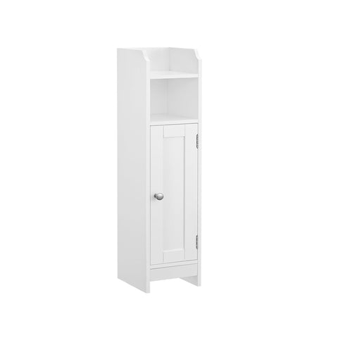 Rootz White Bathroom Cabinet - Storage Organizer - MDF Furniture - Compact Design - Anti-Tip Device - Easy Assembly - 18cm x 20cm x 80cm