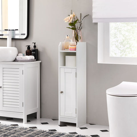 Rootz White Bathroom Cabinet - Storage Organizer - MDF Furniture - Compact Design - Anti-Tip Device - Easy Assembly - 18cm x 20cm x 80cm