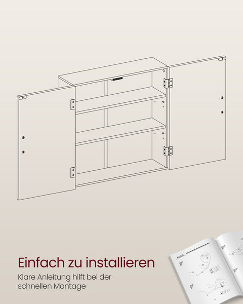 Rootz Bathroom Cabinet - Wall-mounted Cabinet - Adjustable Shelves - Space Saving - Grey - 18cm x 60cm x 60cm