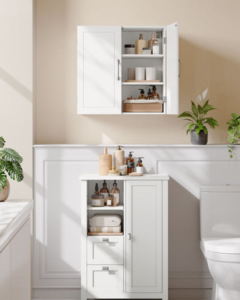 Rootz Bathroom Cabinet - Storage Shelves - Cloud White Organizer - Space-Saving Design - 30cm x 60cm x 60cm