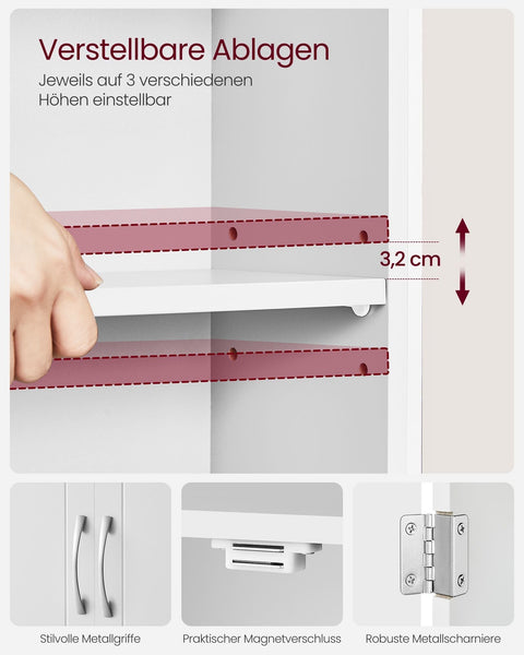 Rootz Bathroom Cabinet - Storage Shelves - Cloud White Organizer - Space-Saving Design - 30cm x 60cm x 60cm