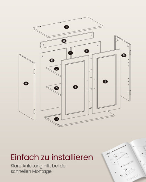 Rootz Bathroom Cabinet - Storage Shelves - Cloud White Organizer - Space-Saving Design - 30cm x 60cm x 60cm