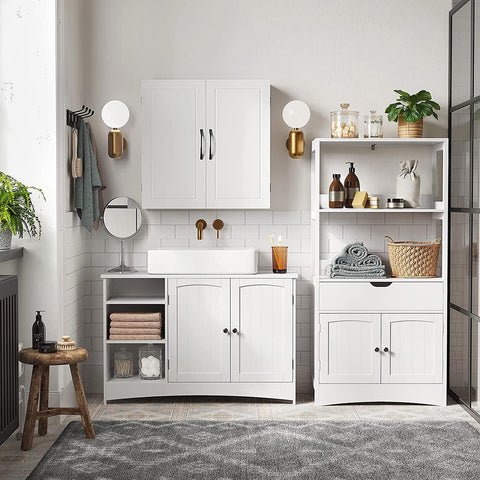 Rootz Under-Sink Cabinet - Bathroom Storage - Vanity Cabinet - MDF - Chrome Handles - 90cm x 30cm x 60cm