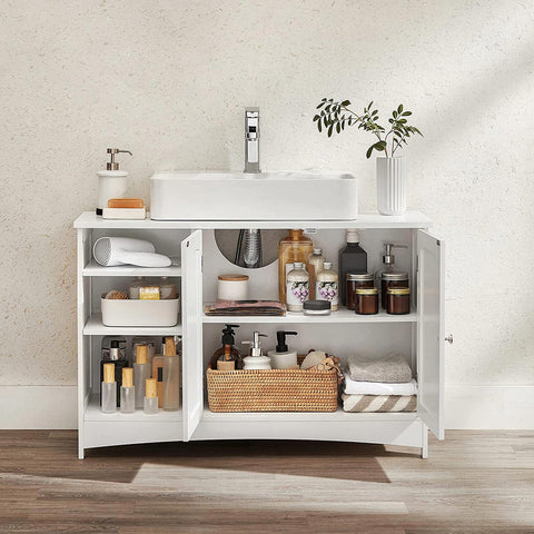 Rootz Under-Sink Cabinet - Bathroom Storage - Vanity Cabinet - MDF - Chrome Handles - 90cm x 30cm x 60cm