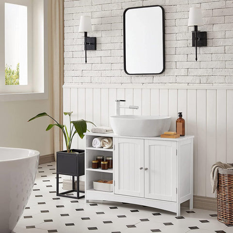 Rootz Under-Sink Cabinet - Bathroom Storage - Vanity Cabinet - MDF - Chrome Handles - 90cm x 30cm x 60cm