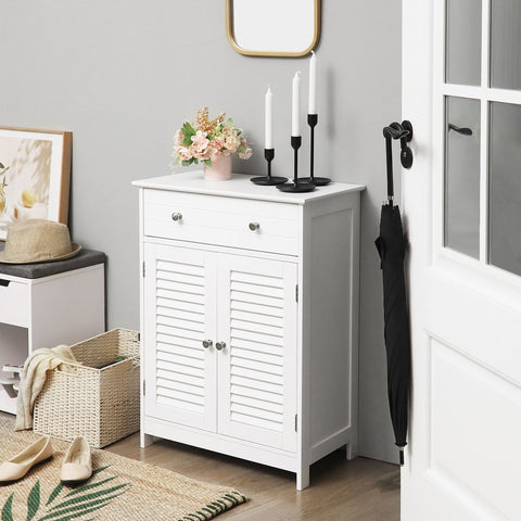 Rootz Bathroom Cabinet - Louvered Door Cabinet - Storage Unit - Versatile Use - 60cm x 30cm x 80cm