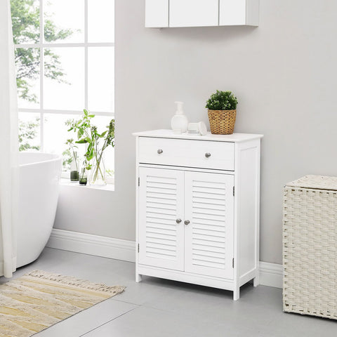 Rootz Bathroom Cabinet - Louvered Door Cabinet - Storage Unit - Versatile Use - 60cm x 30cm x 80cm