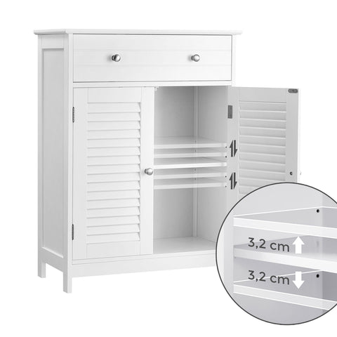 Rootz Bathroom Cabinet - Louvered Door Cabinet - Storage Unit - Versatile Use - 60cm x 30cm x 80cm