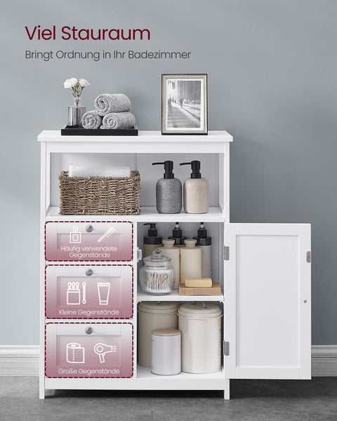 Rootz White Bathroom Cabinet - Storage Unit - Organizer - MDF Material - 90kg Load Capacity - 30cm x 60cm x 80cm