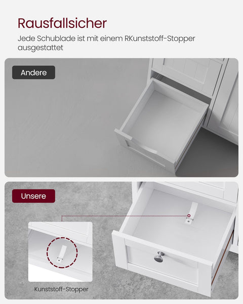 Rootz White Bathroom Cabinet - Storage Unit - Organizer - MDF Material - 90kg Load Capacity - 30cm x 60cm x 80cm