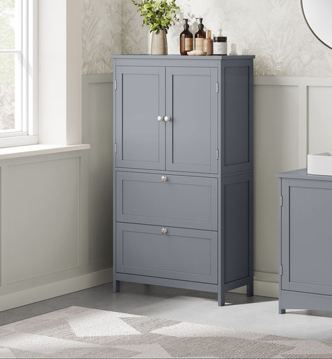 Rootz Bathroom Cabinet - Storage Unit - Organizer - Space Saver - MDF -  Grey - 30cm x 60cm x 110cm
