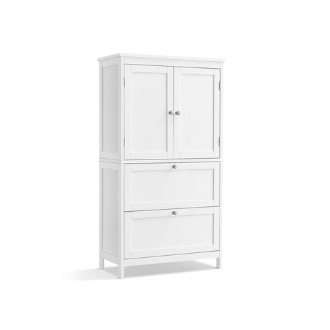 Rootz Classic White Bathroom Cabinet - Storage Unit - Organizer - MDF Material - Spacious Design - Easy Assembly - 30cm x 60cm x 110cm