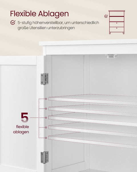 Rootz Classic White Bathroom Cabinet - Storage Unit - Organizer - MDF Material - Spacious Design - Easy Assembly - 30cm x 60cm x 110cm
