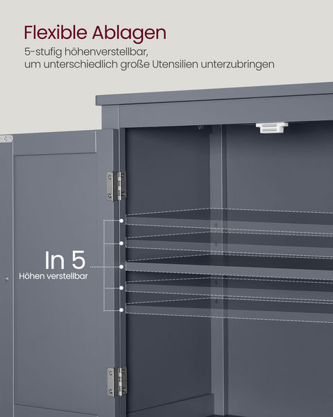 Rootz Bathroom Cabinet - Storage Organizer - Slate Gray - MDF - 30cm x 60cm x 110cm - Lightweight - Sturdy - Easy Assembly