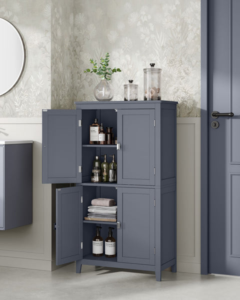 Rootz Bathroom Cabinet - Storage Organizer - Slate Gray - MDF - 30cm x 60cm x 110cm - Lightweight - Sturdy - Easy Assembly
