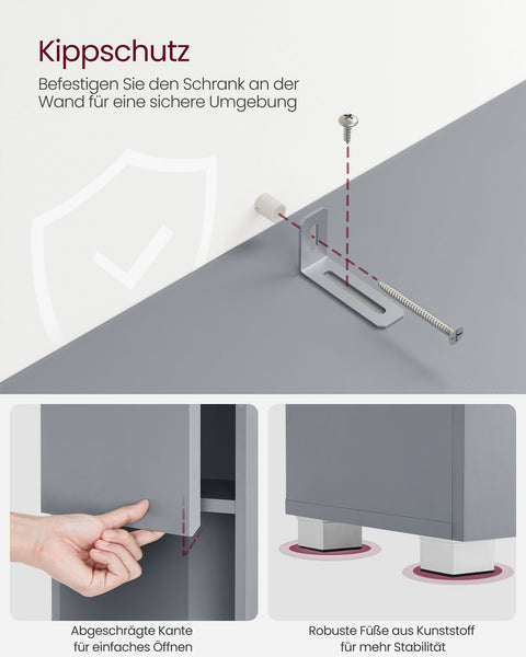 Rootz Mystic Gray Bathroom Cabinet - Storage Unit - Tall Cabinet - MDF Construction - Spacious Design - Easy Assembly - 30cm x 30cm x 170cm