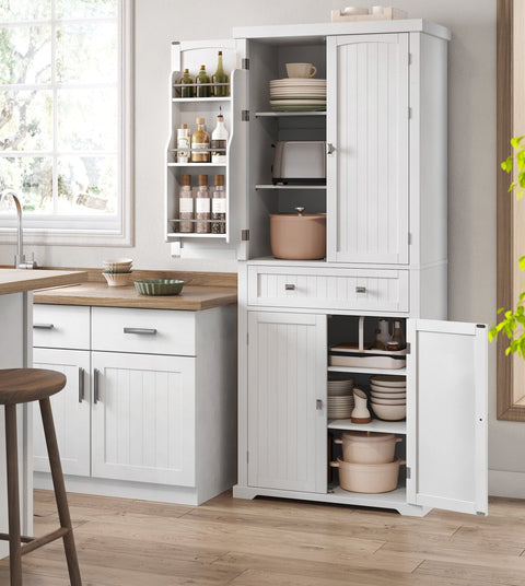 Rootz Kitchen Cupboard - Storage Cabinet - Pantry Organizer - Space Saving - 40 x 76 x 182.1cm