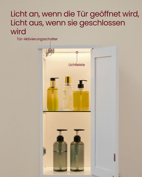 Rootz Bathroom Cabinet - Storage Organizer - Tall Cabinet - MDF - Cloud White - 30cm x 30cm x 170cm - Adjustable Shelves - Anti-Tip - 60kg Capacity