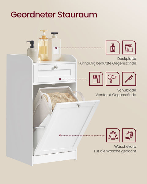 Rootz Bathroom Cabinet - Washroom Cupboard - Storage Unit - Laundry Solution - 40 x 40 x 80.2 cm - White