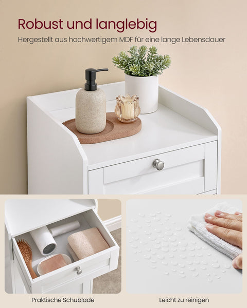 Rootz Bathroom Cabinet with Laundry Basket - Storage Unit - Organizing Rack - MDF & Polyester Fabric - 40cm x 40cm x 80.2cm