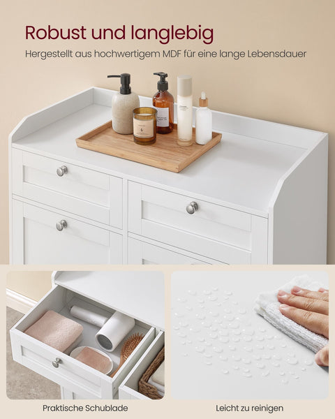 Rootz Bathroom Cabinet with Laundry Baskets - Organizer Cabinet - Storage Drawer System - MDF - Polyester Fabric - 40cm x 78.9cm x 80.2cm