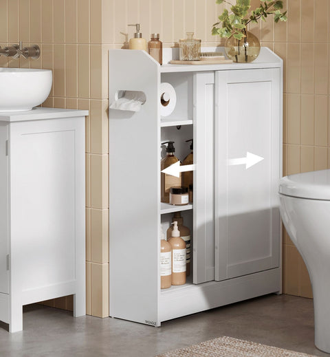 Rootz Bathroom Cabinet - Storage Unit - Adjustable Shelves - Cloud White - MDF Construction - 20cm x 60cm x 80cm - 13.2kg - Stylish Design