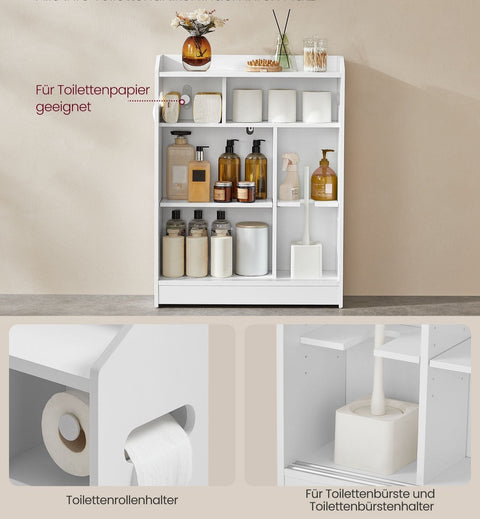 Rootz Bathroom Cabinet - Storage Unit - Adjustable Shelves - Cloud White - MDF Construction - 20cm x 60cm x 80cm - 13.2kg - Stylish Design